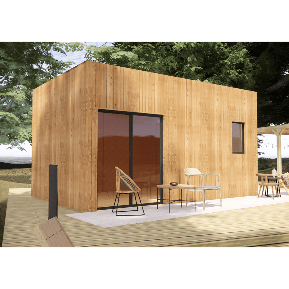 Studio de jardin bien isolé en bois 5,5 x 3,5 x 3,2 m / isolation re2020 avec plancher isolé