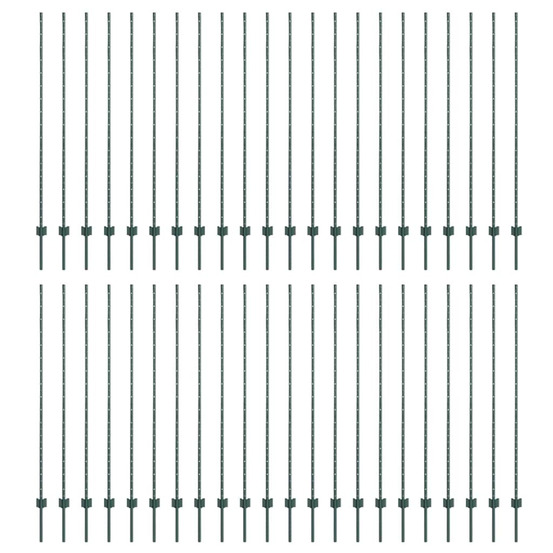 Poteaux de clôture 44 pcs vert 200 cm acier