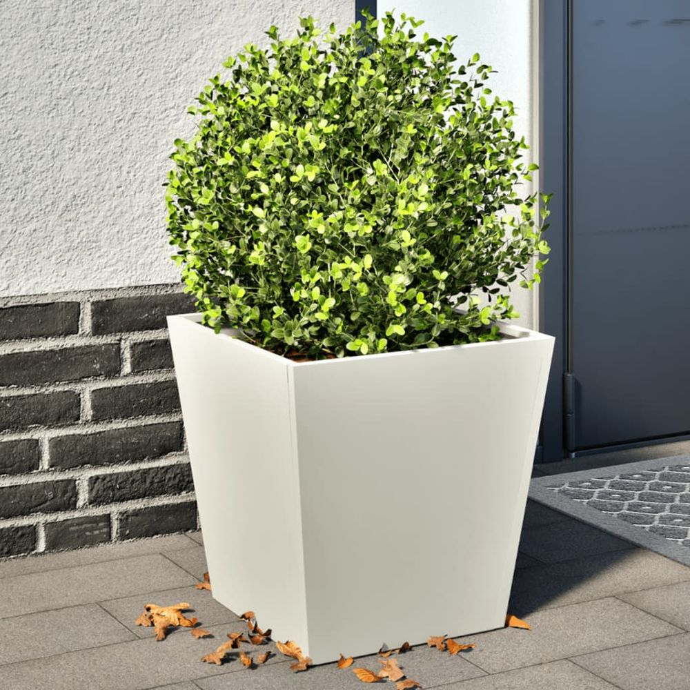 Lot de 2 jardinières carrées en acier pour jardin 40x40x40 cm blanc