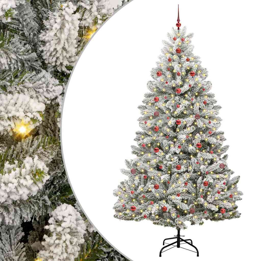 Sapin de noël artificiel vert et blanc 240 cm pvc et métal