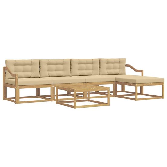 Ensemble de canapés d'extérieur 6 pc blanc et beige polyester