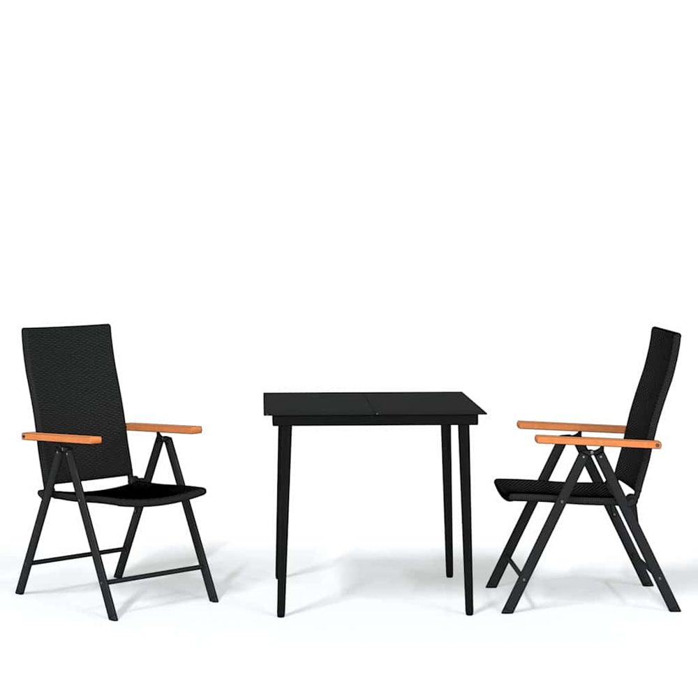 Ensemble à manger de jardin 3 pcs noir