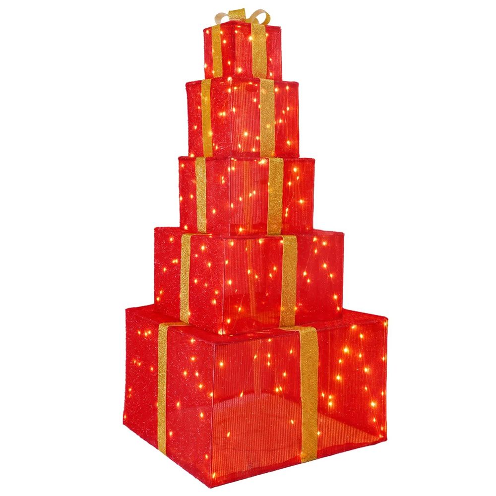 Boîtes cadeaux de noël empilables avec led 250 led blanc chaud