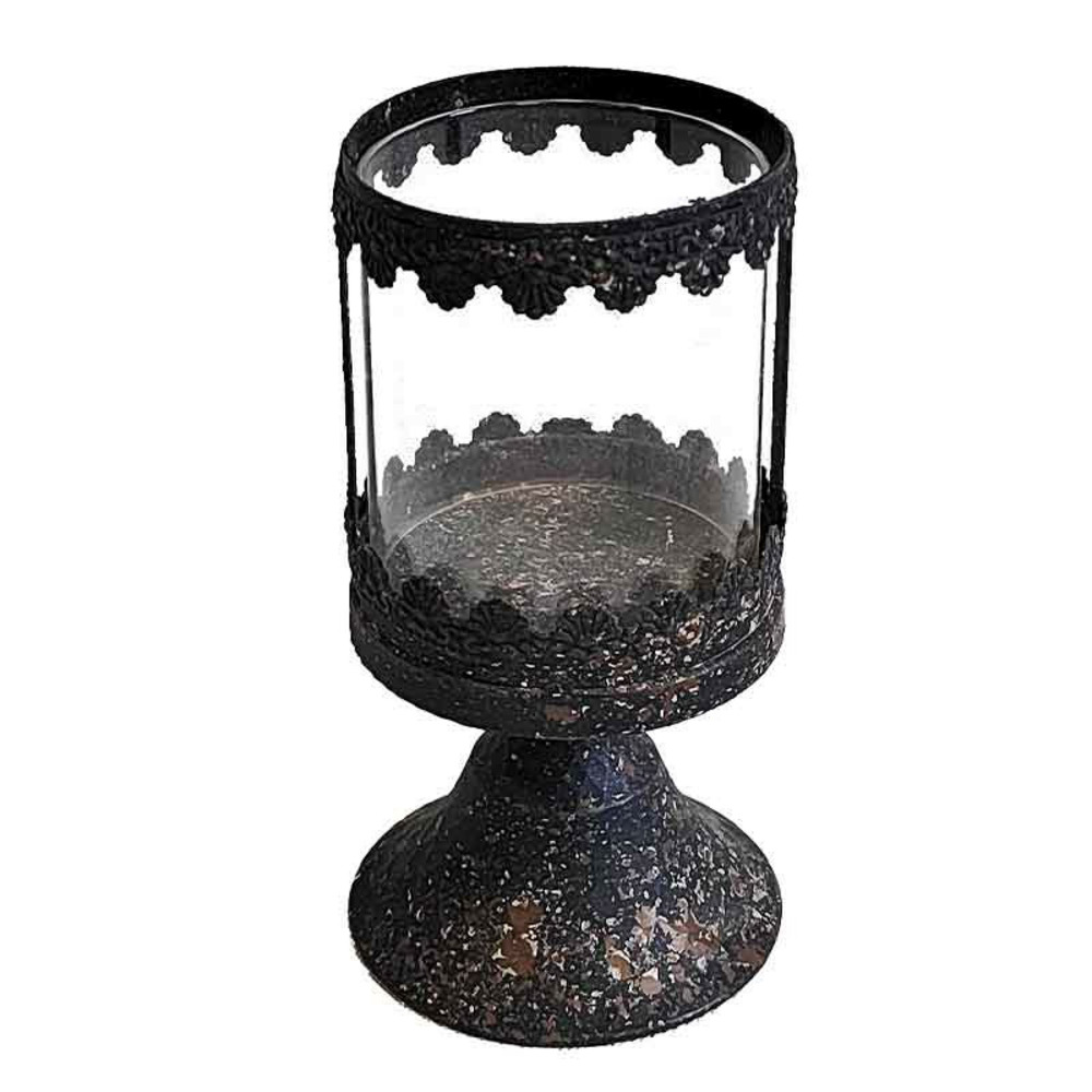 Photophore sur pied fer 11x11x20cm