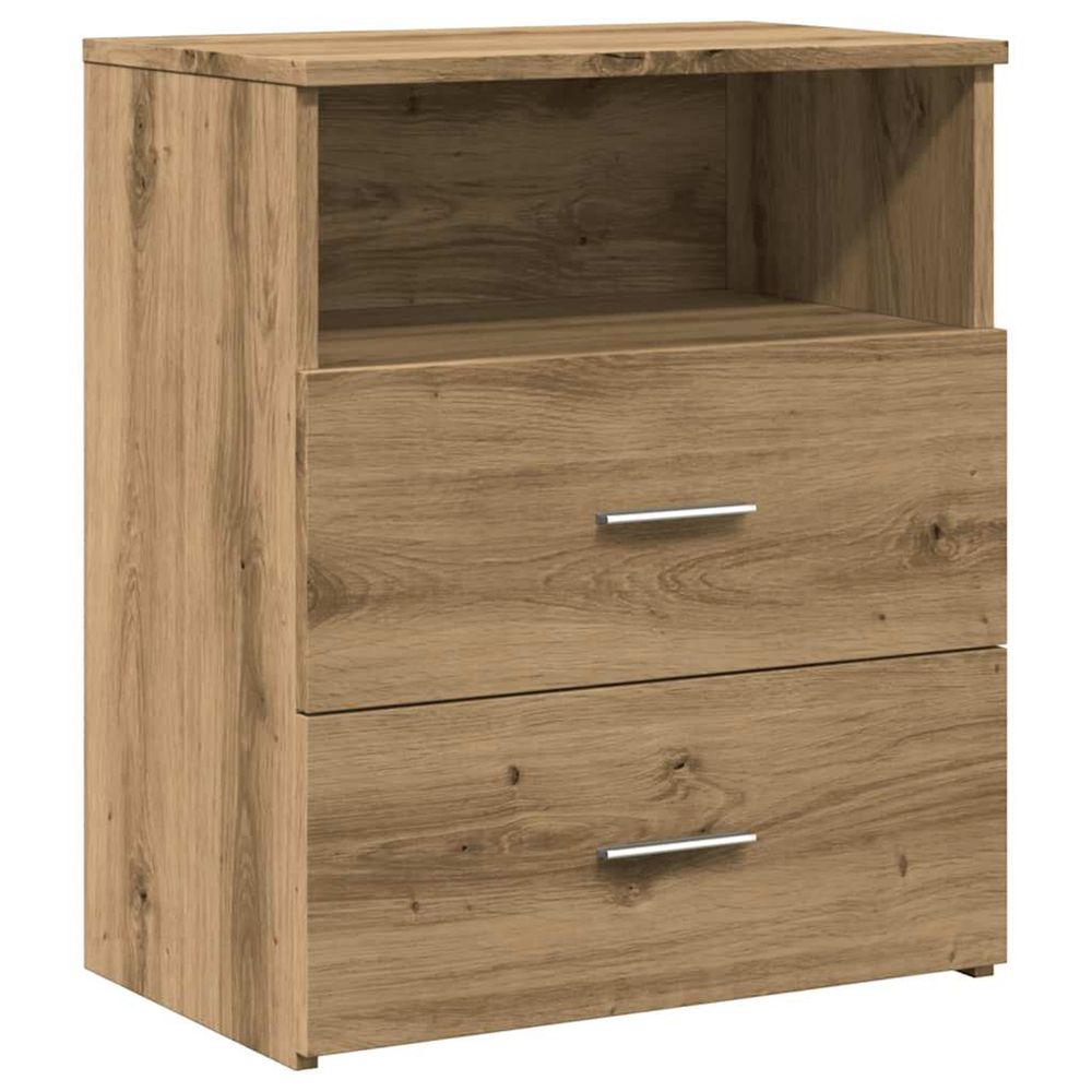 Table de chevet chêne artisanal 50x32x60 cm bois d'ingénierie