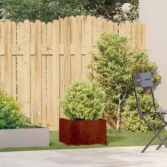 Jardinière carrée acier corten effet rouillé pour jardin design 40cm