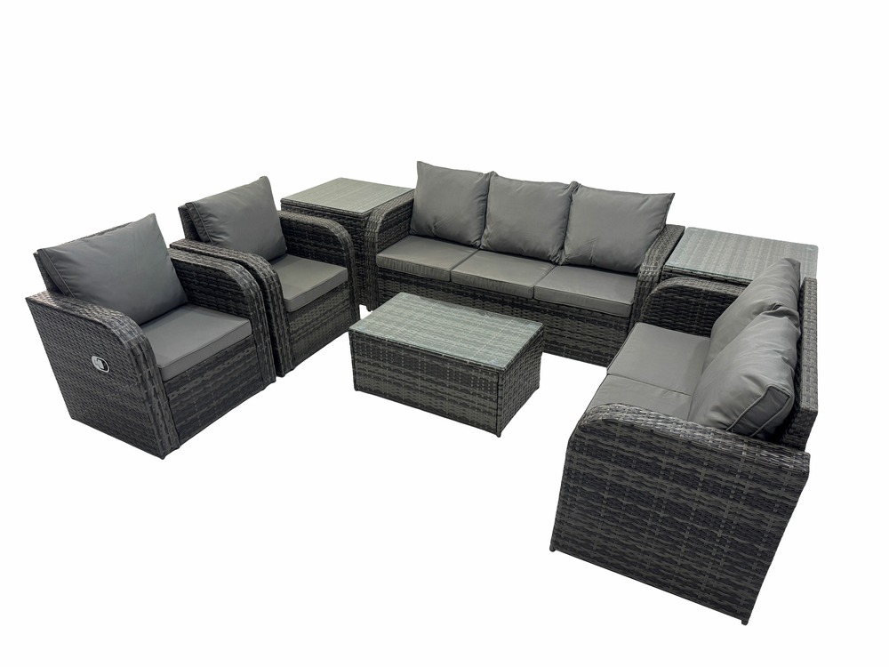 7 places ensemble de meubles de jardin avec table basse rectangulaire canapé 3 places canapé d'amour 2 tables d'appoint