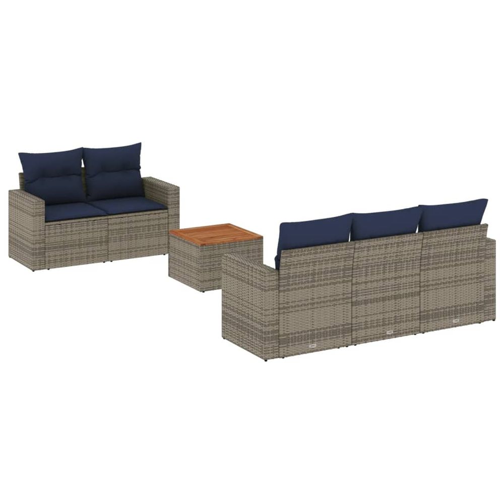 Salon de jardin 6 pcs avec coussins gris résine tressée