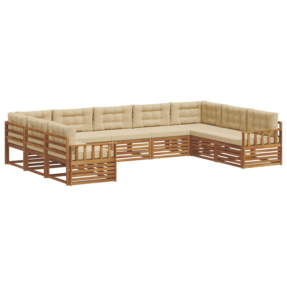 Ensembles de canapés avec coussin 9 pcs naturel et beige