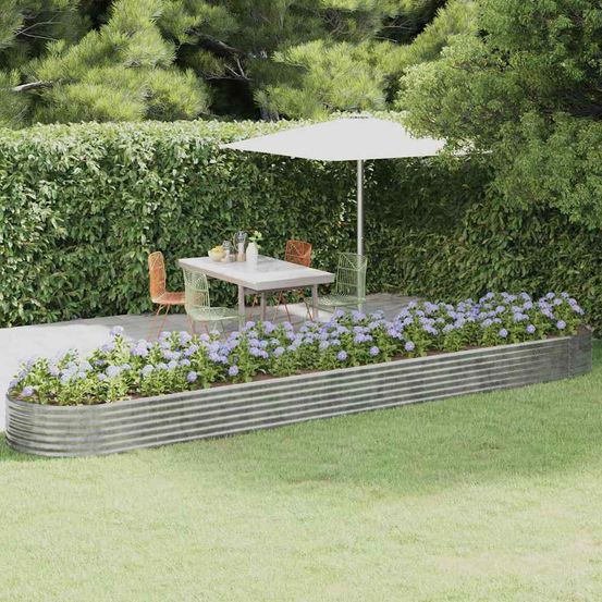 Carré potager acier galvanisé ovale pour jardin potager argenté 507cm