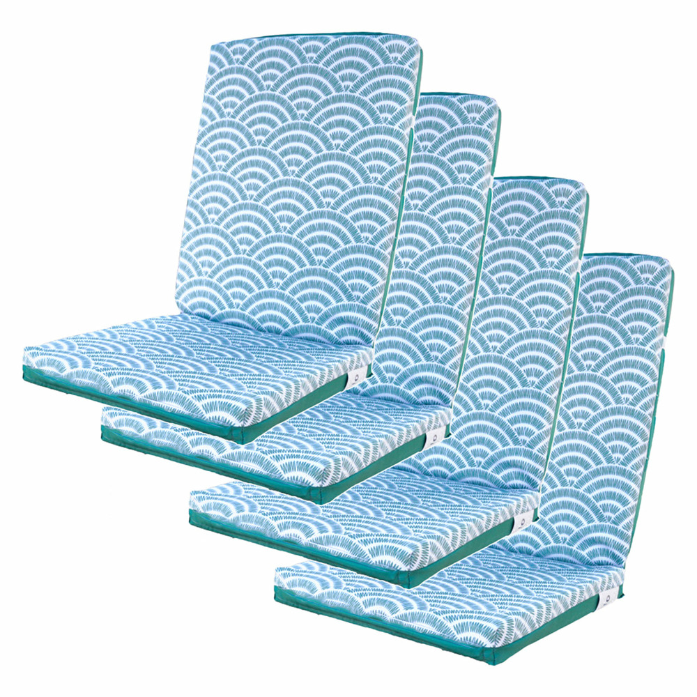 Lot de 4 coussins pour chaises motif éventails verts 95 x 40 cm