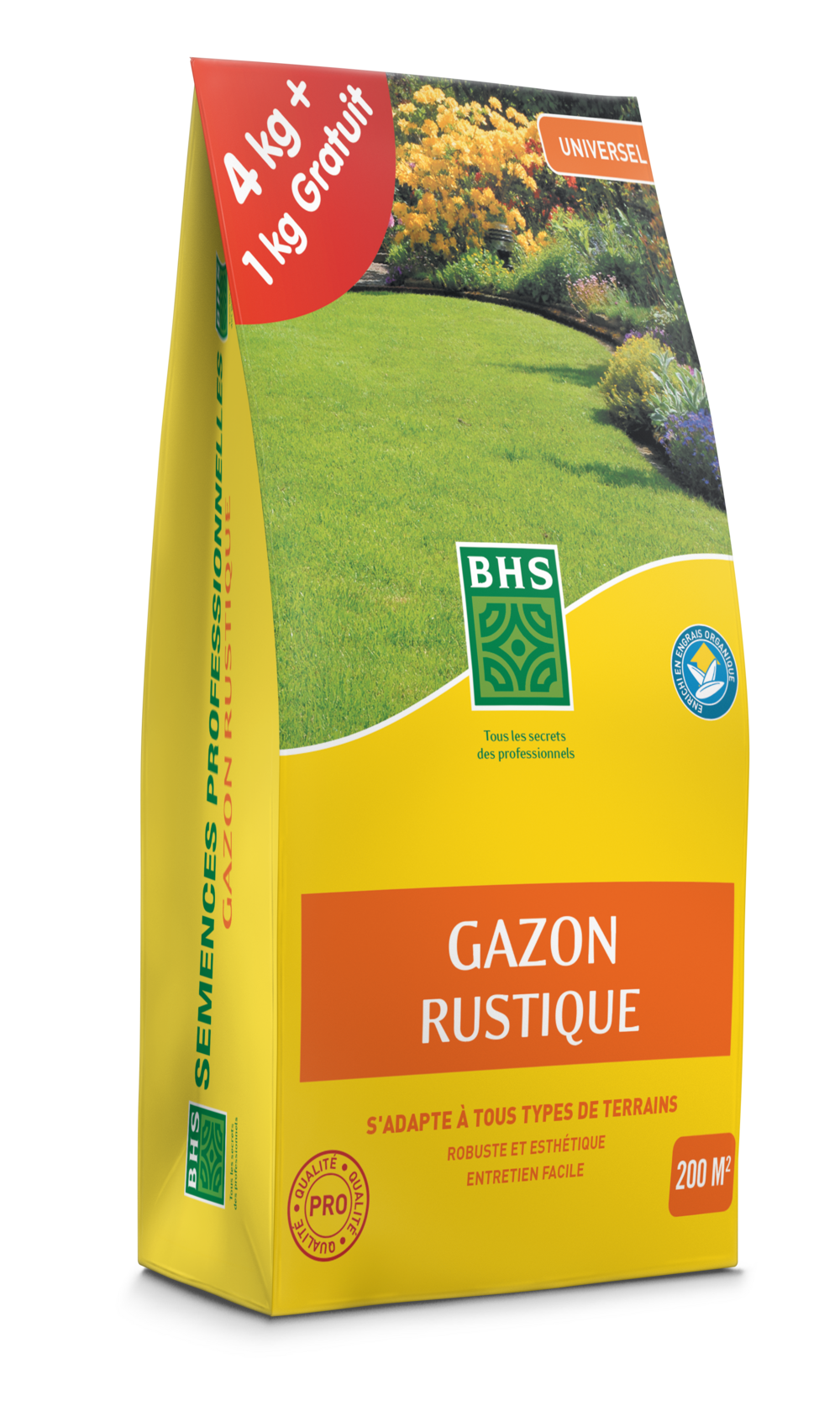 Grup4 - gazon rustique + engrais promo 5 kg - 200m² - semences enrichies en engrais organique pour une implantation rapide