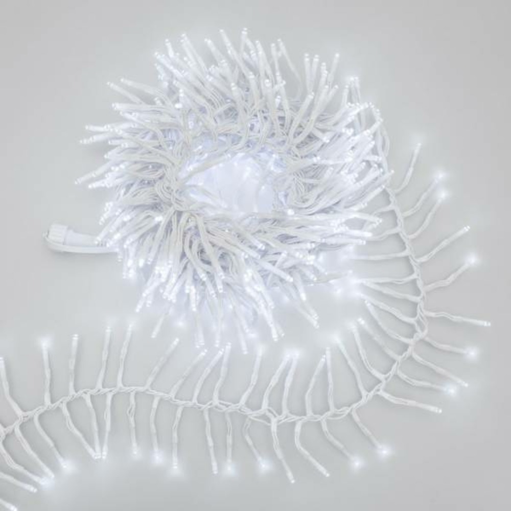 Guirlande lumineuse boa d12cm 5m 500 miniled blanc froid extensible 31v câble blanc ip44 smart connect lotti