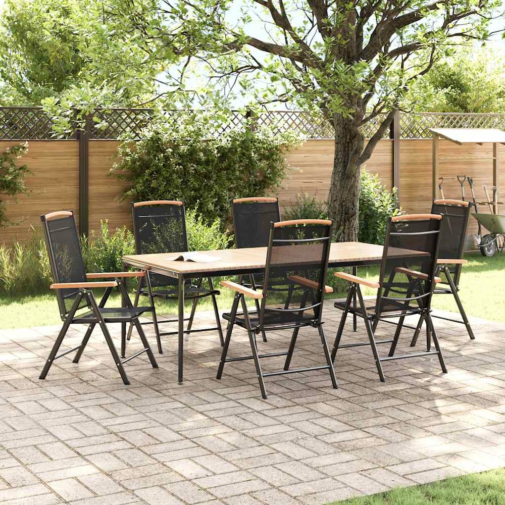 Chaises de jardin pliables lot de 6 textilène noir