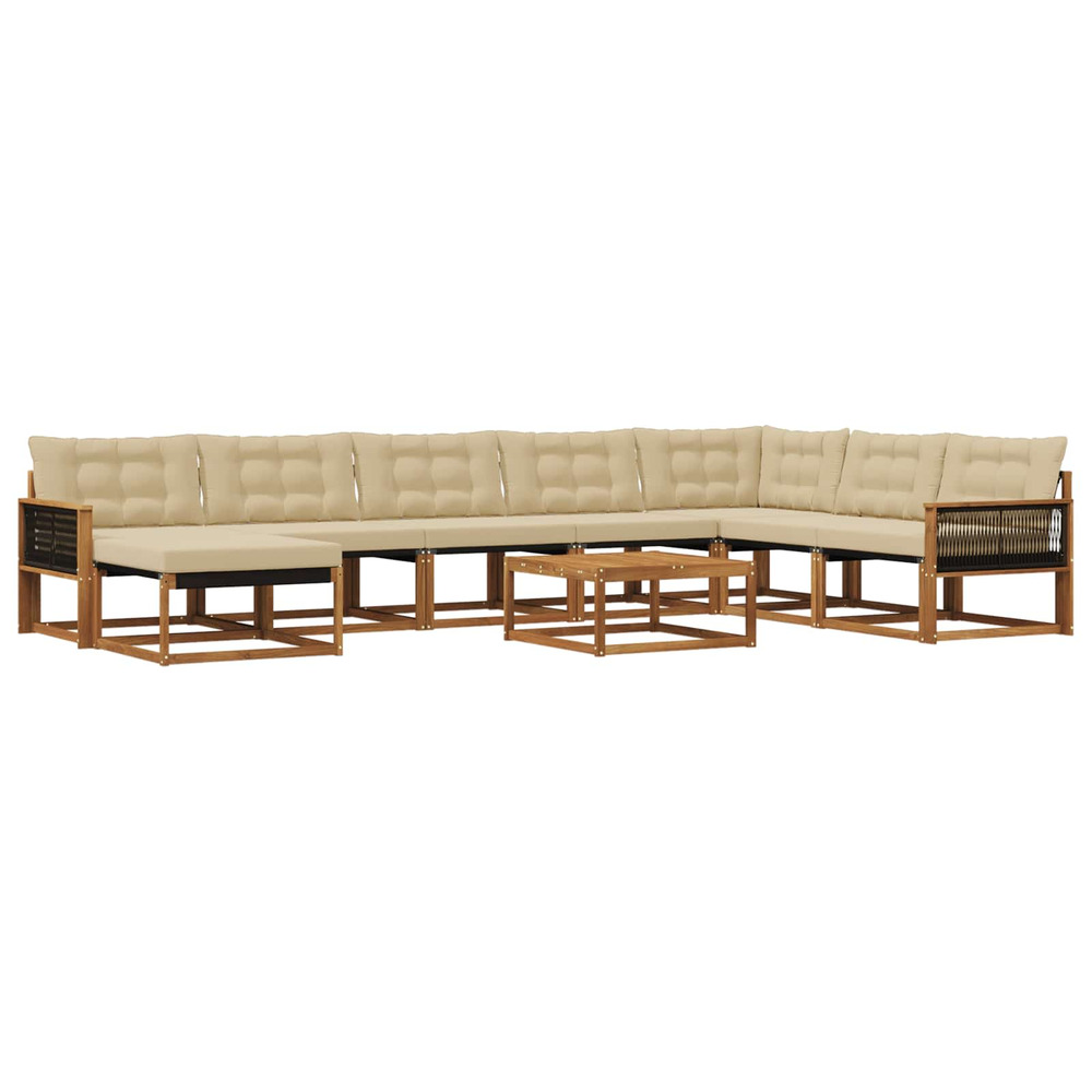 Ensemble de canapés d'extérieur 9 pcs naturel et beige