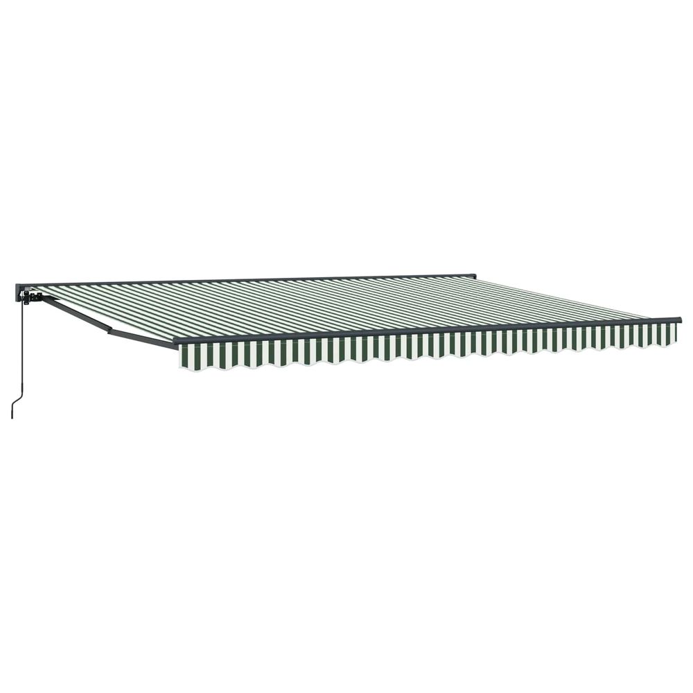 Auvent rétractable manuel vert et blanc 4,5 × 3,5 m