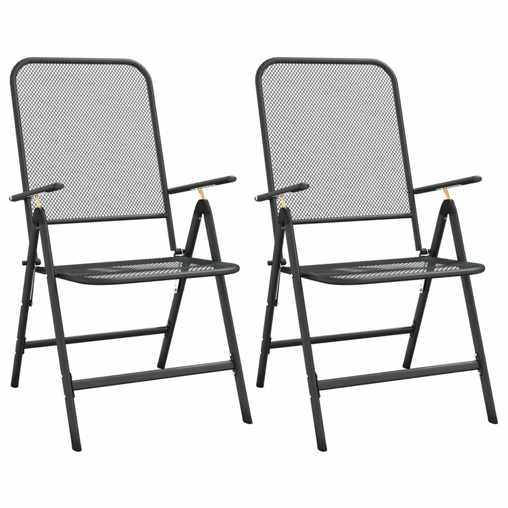 Chaises pliables jardin lot de 2 maille métallique anthracite