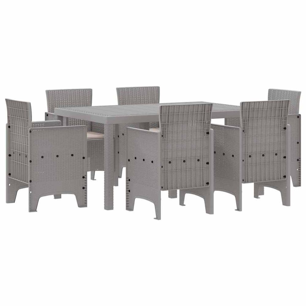 Ensemble de salle à manger pour jardin 7 pc gris clair