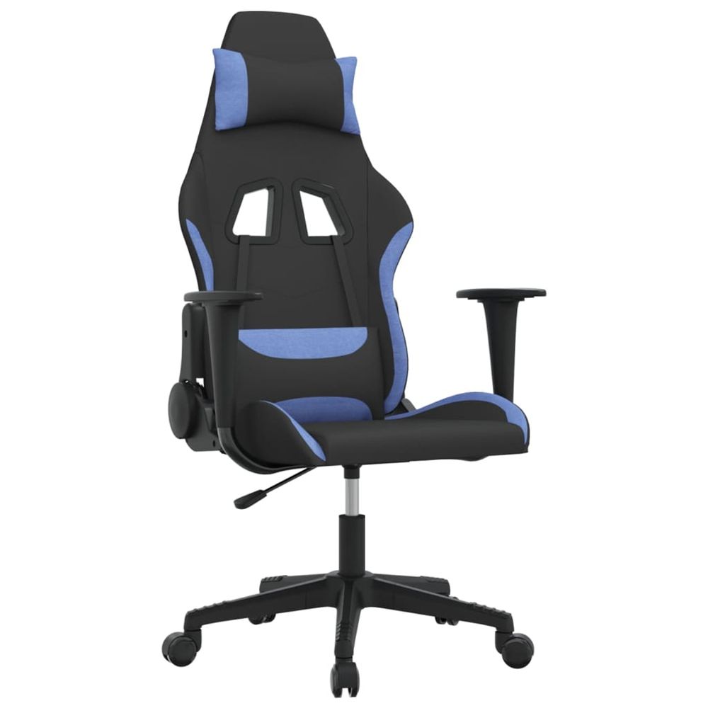 Chaise de jeu de massage noir et bleu tissu