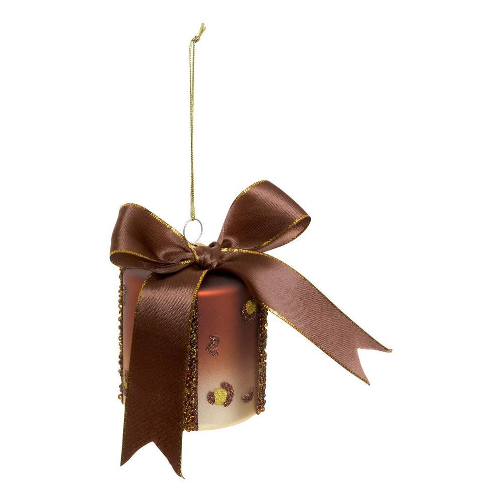 Suspension de sapin cadeau imprimé léopard en verre 7 cm