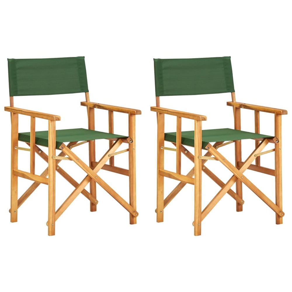 Chaises de metteur en scène lot de 2 bois massif d'acacia vert