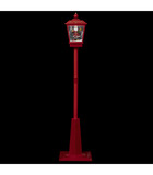 Déco de noël lampadaire rouge lumineux et musical avec personnage h 180 cm