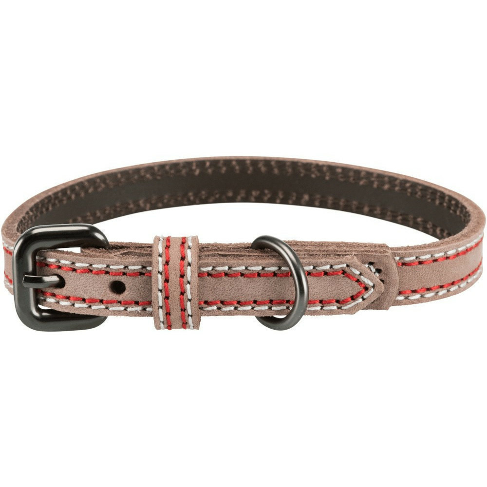 Collier cuir l-xl 52-61 cm/30 mm taupe pour chien