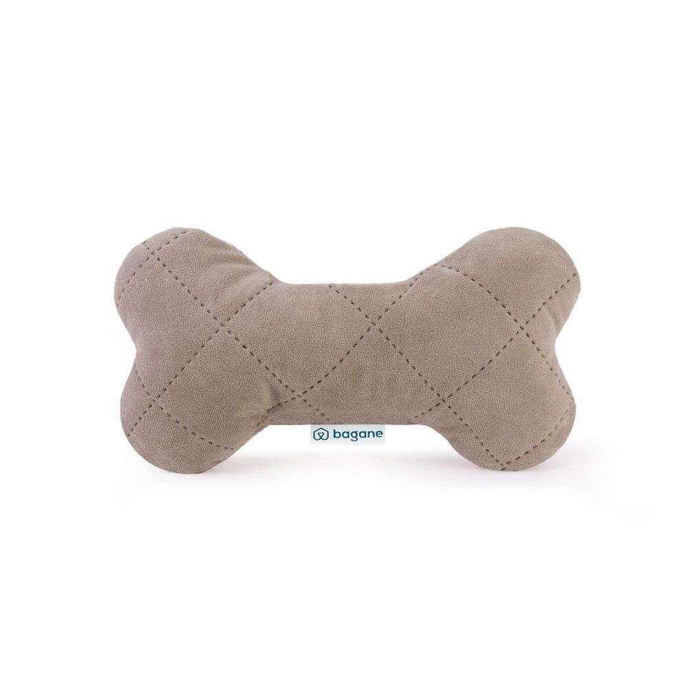 Eiffel - jouet os pour chien en tissu upcyclé taupe, 20x12x6cm