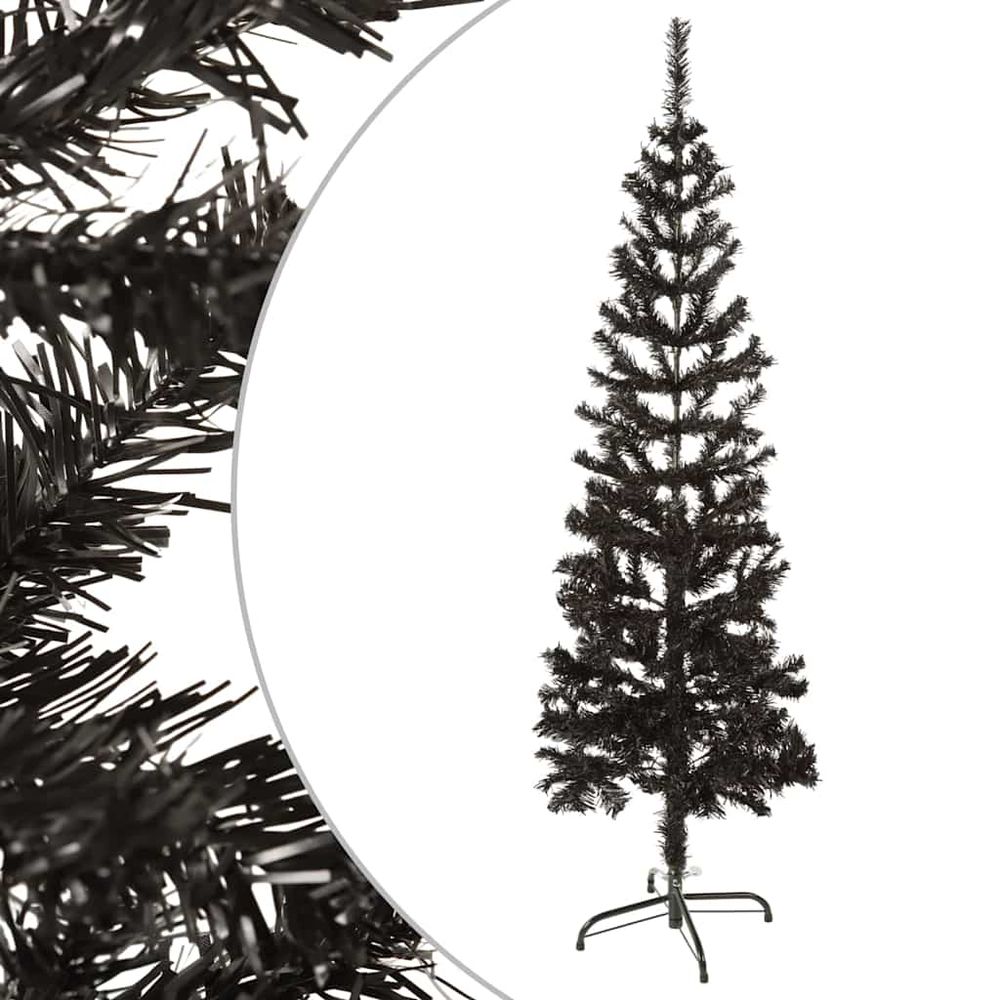 Sapin de noël artificiel étroit pvc pour petits espaces noir 150 cm
