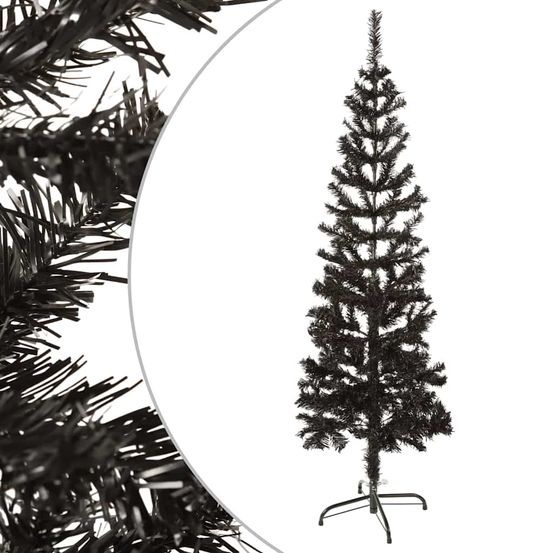 Sapin de noël artificiel étroit pvc pour petits espaces noir 150 cm