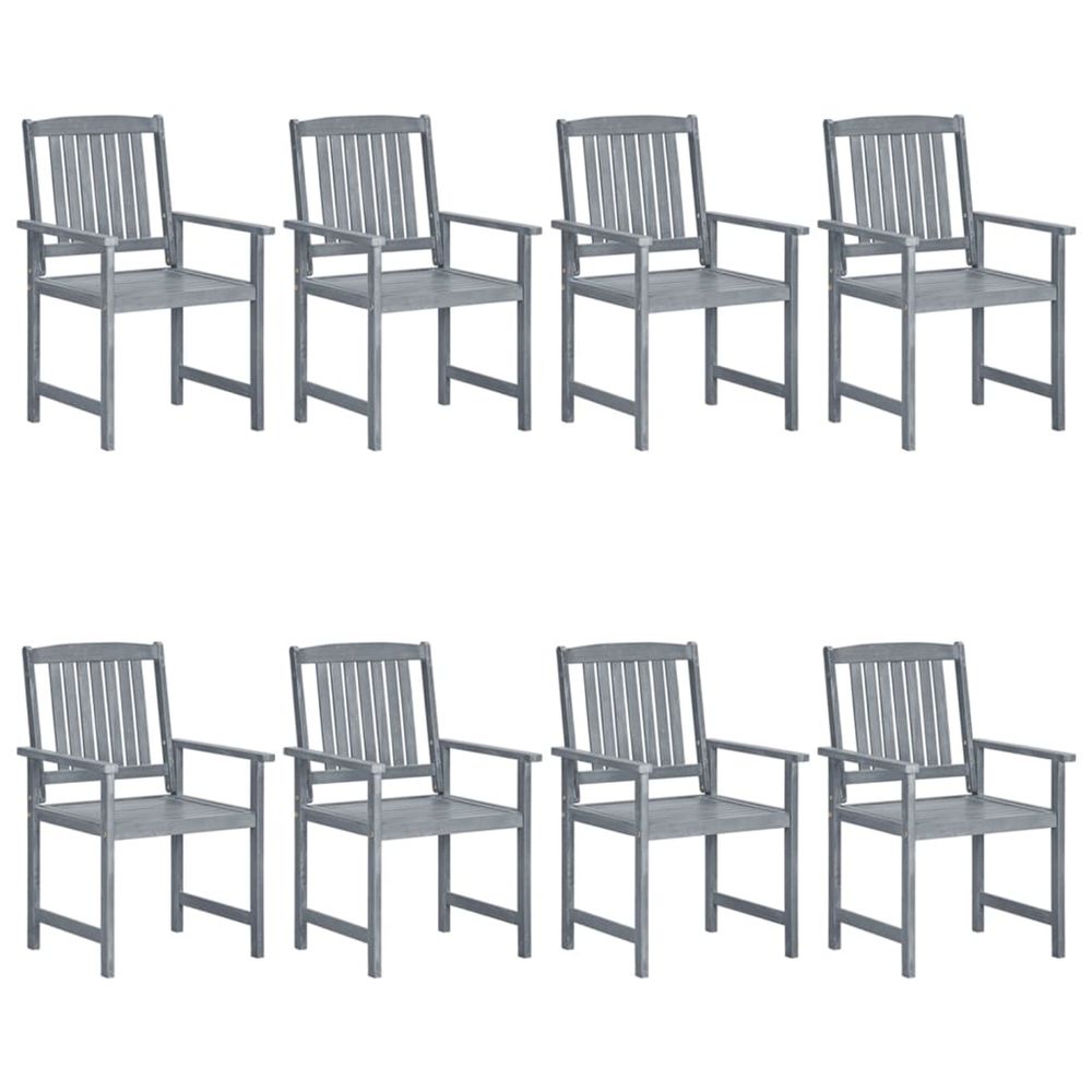 Chaises de jardin lot de 8 bois massif d'acacia gris