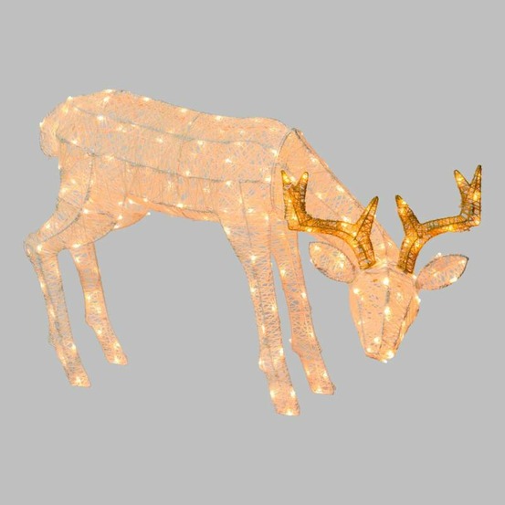 Renne lumineux qui broute 3d h52cm avec 200 led blanc chaud