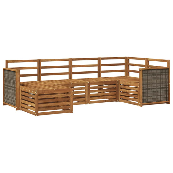 Ensemble de canapé d'angle 5 pcs naturel bois d'acacia massif