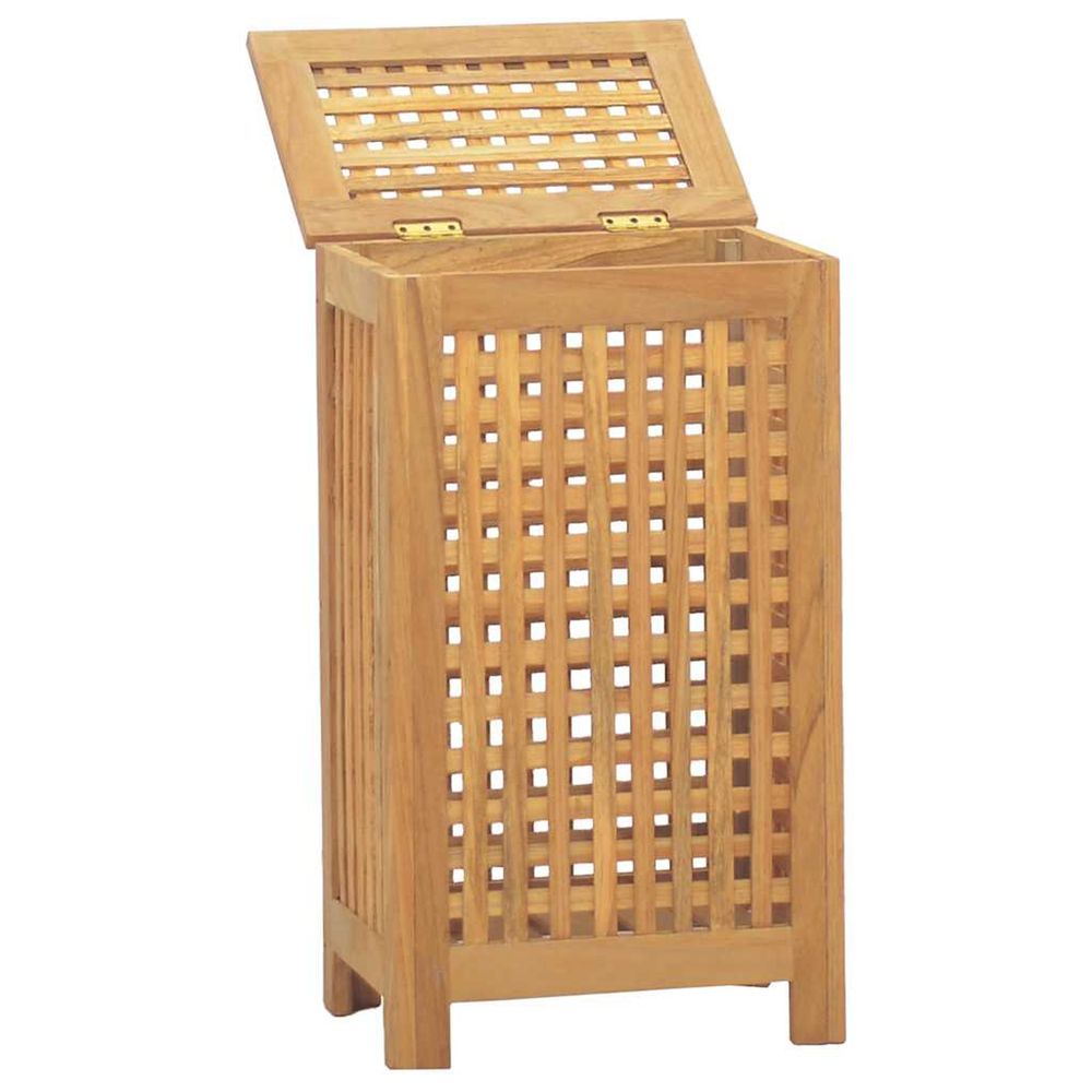 Panier à linge naturel bois de teck massif