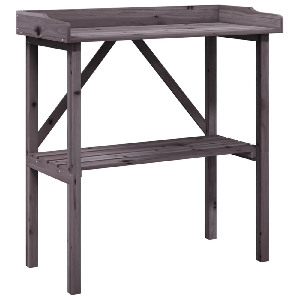 Table à plantes avec étagère gris 78x38x82,5 cm bois de sapin