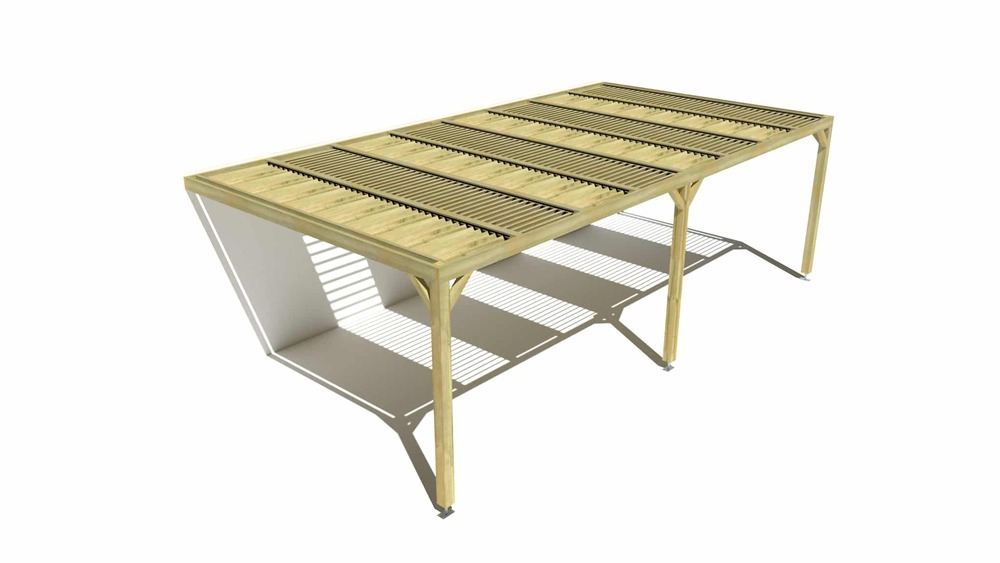 Pergola bois • 8m x 4m • adossée • sens profondeur • lames orientables bioclimatiques incluses • livraison comprise