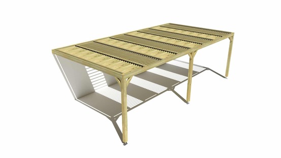 Pergola bois • 8m x 4m • adossée • sens profondeur • lames orientables bioclimatiques incluses • livraison comprise