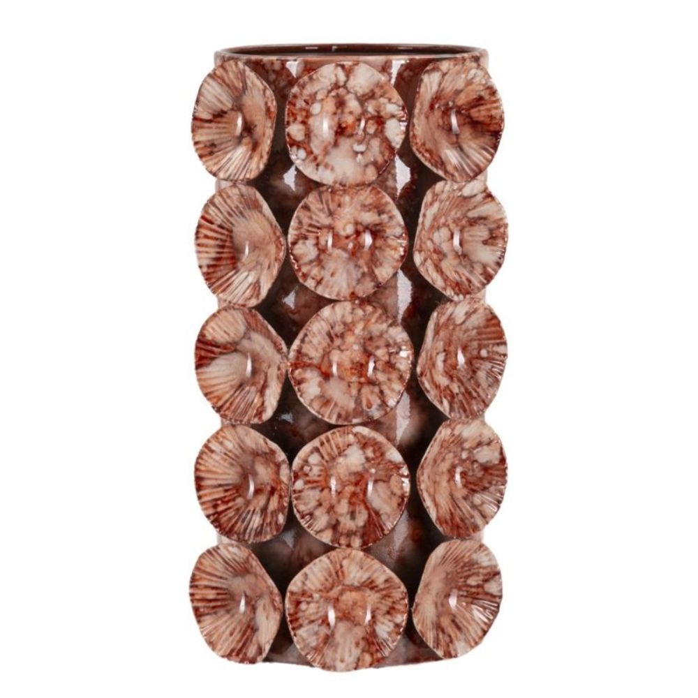 Vase coquillage en métal marron 12.5x12.5x24 cm