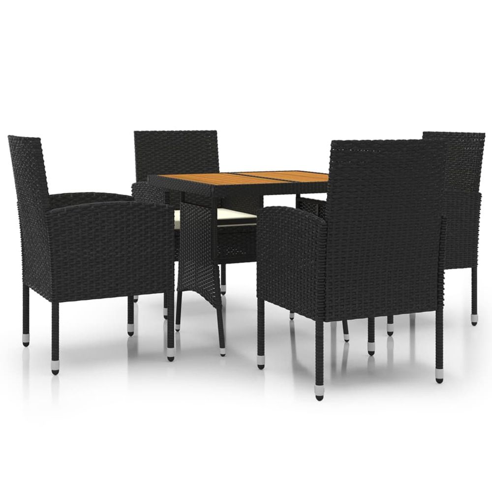 Ensemble à manger d'extérieur 5 pcs résine tressée noir