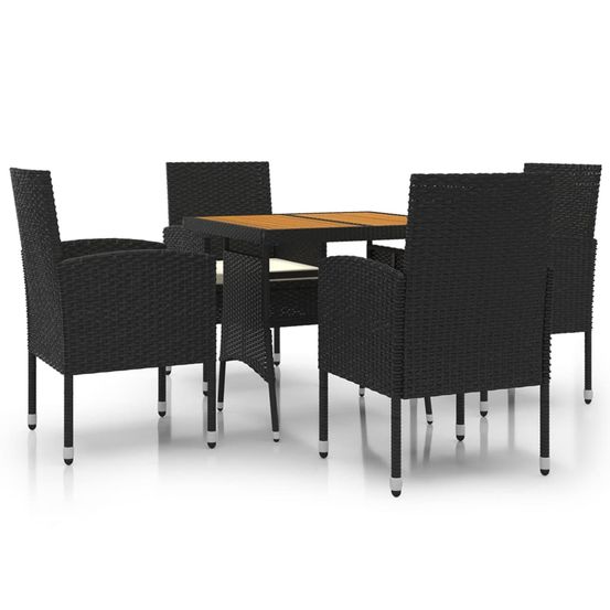 Ensemble à manger d'extérieur 5 pcs résine tressée noir