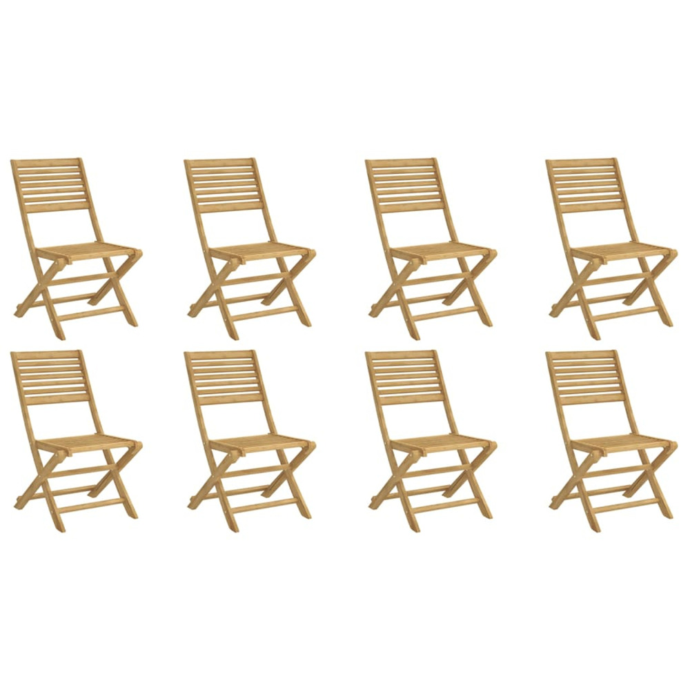 Chaises pliables de jardin lot de 8 bois massif d'acacia