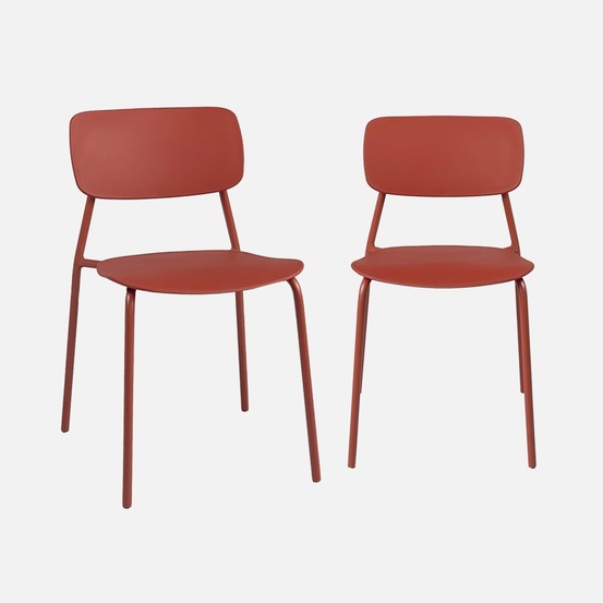 Lot de 2 chaises de jardin empilables acier et plastique - liva