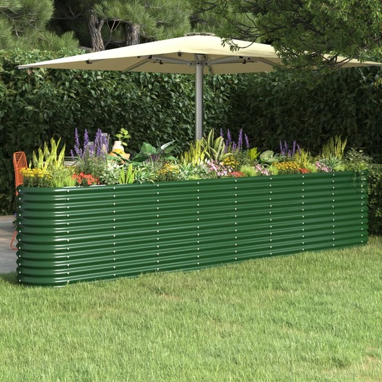 Lit surélevé de jardin acier enduit de poudre 332x40x68 cm vert