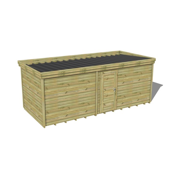 Abri de jardin bois pin traité autoclave 27mm - 6,49x2,64m / 17m2 - bac acier - plancher bois