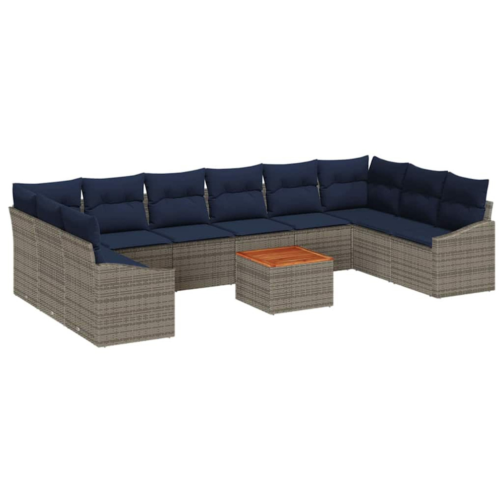 Ensemble de canapé de jardin 11 pcs gris et bleu marine