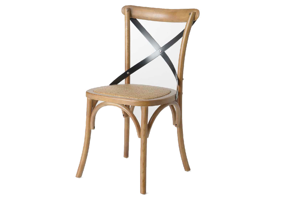 Chaise croisillon métal et paille