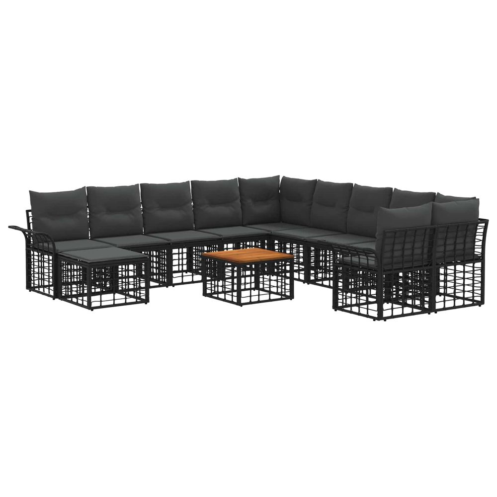Ensemble de canapés d'extérieur 12 pc noir et gris foncé