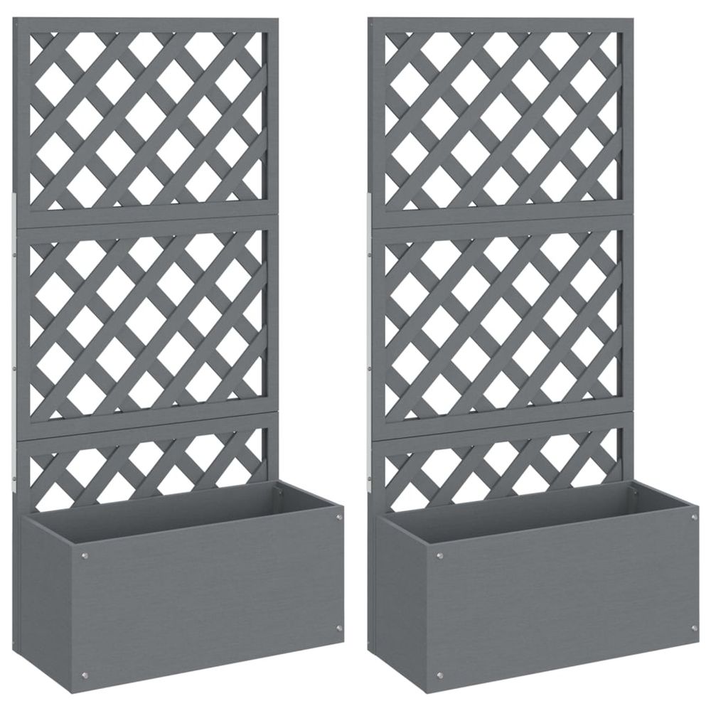 Jardinières en treillis 2 pcs gris 65x33x135 cm wpc