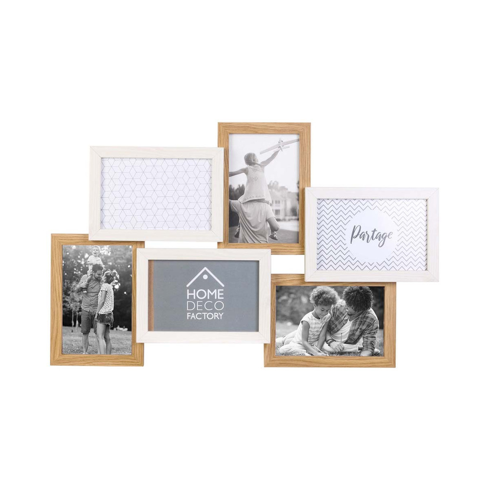 Pêle-mêle bois et blanc photos 10 x 15 cm family 6 photos