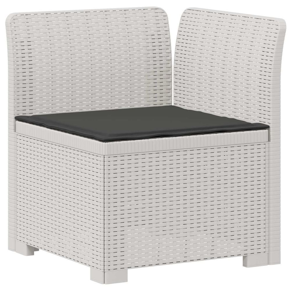 Canapé de jardin 1 place avec coussin look rotin pp blanc